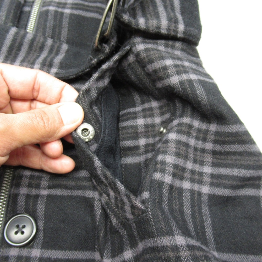 Columbia Jacket Womens XS‎ Black Plaid Omni Heat Belted Heavyweight Trench Coat - Picture 9 of 16